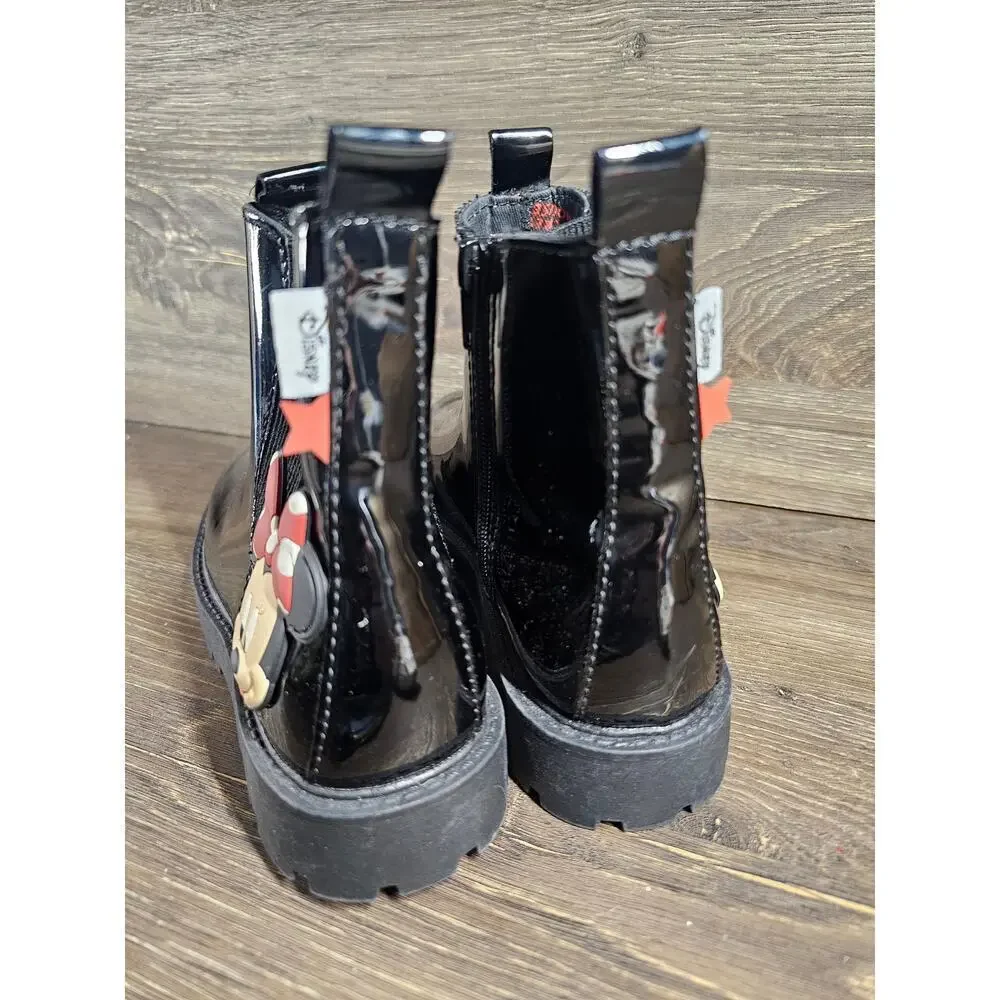 Zara Girls Black Disney Mickey Mouse Side Zip Lace Front Boots Shoes EU35 US 4.5